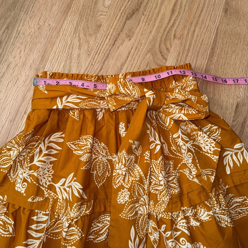 Anthropologie Maeve Somerset Mini Skirt 100% Cotton Golden Floral Medium - Picture 6 of 10